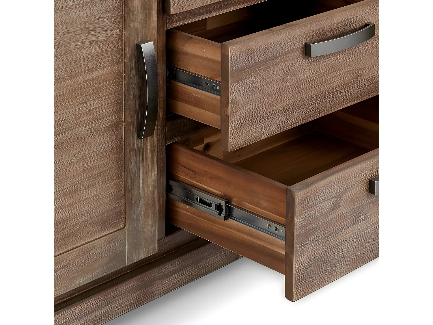 Buffet Alaska avec 2 portes et 3 tiroirs - Acacia massif et MDF - Marron