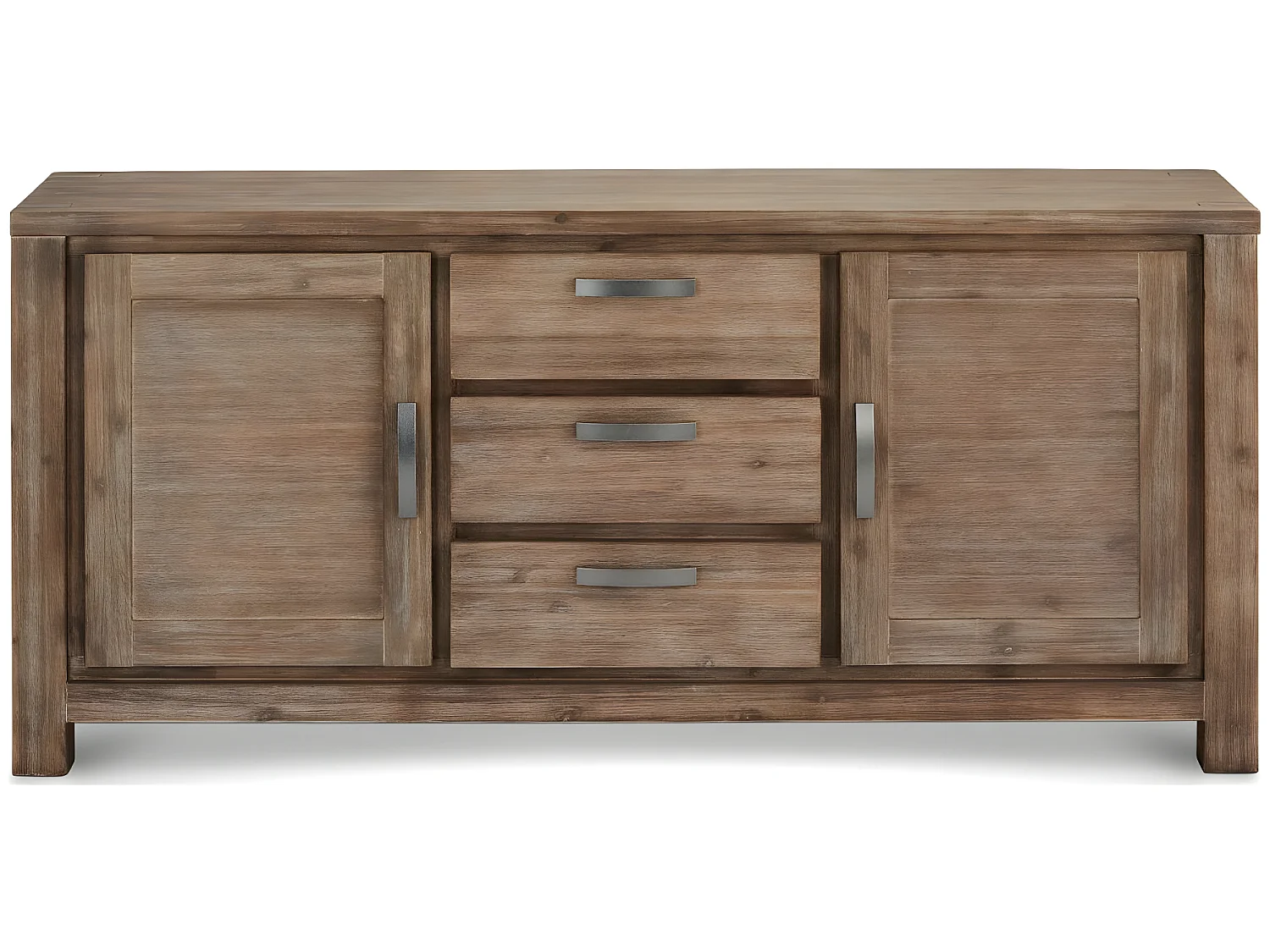 Buffet Alaska avec 2 portes et 3 tiroirs - Acacia massif et MDF - Marron