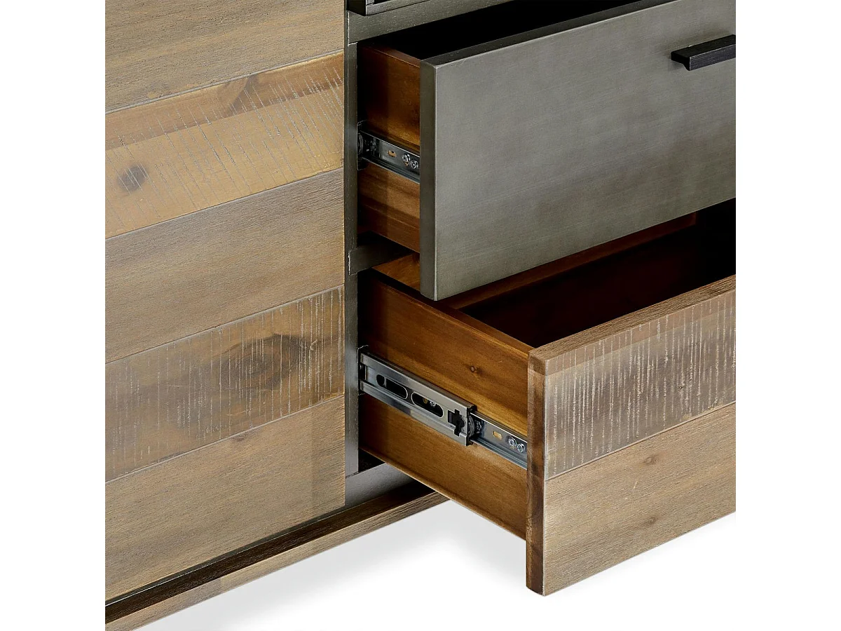 Buffetkast Malaga - 2 deuren, 2 laden - Massief acaciahout & MDF - Bruin