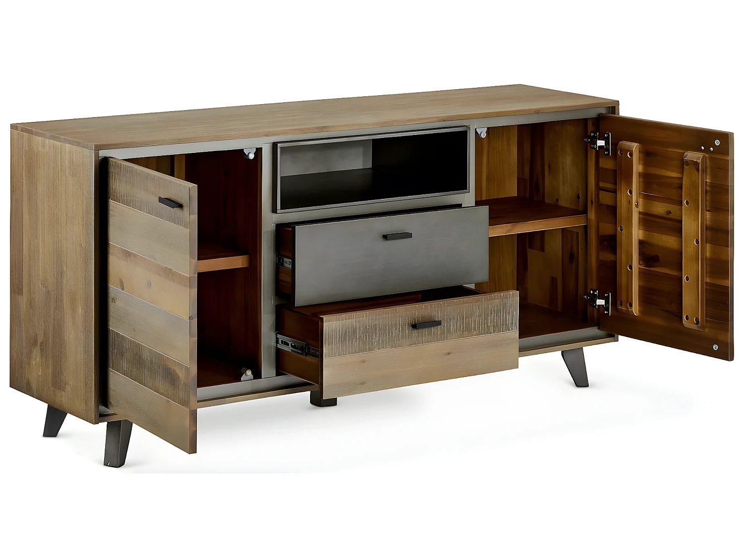 Buffetkast Malaga - 2 deuren, 2 laden - Massief acaciahout & MDF - Bruin