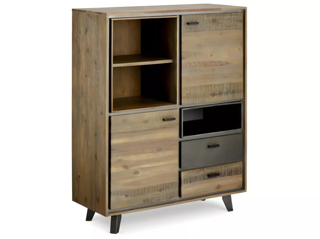 Kauf Unique Highboard Malaga - 2 Türen & 3 Schubladen - Akazienholz & MDF - Braun