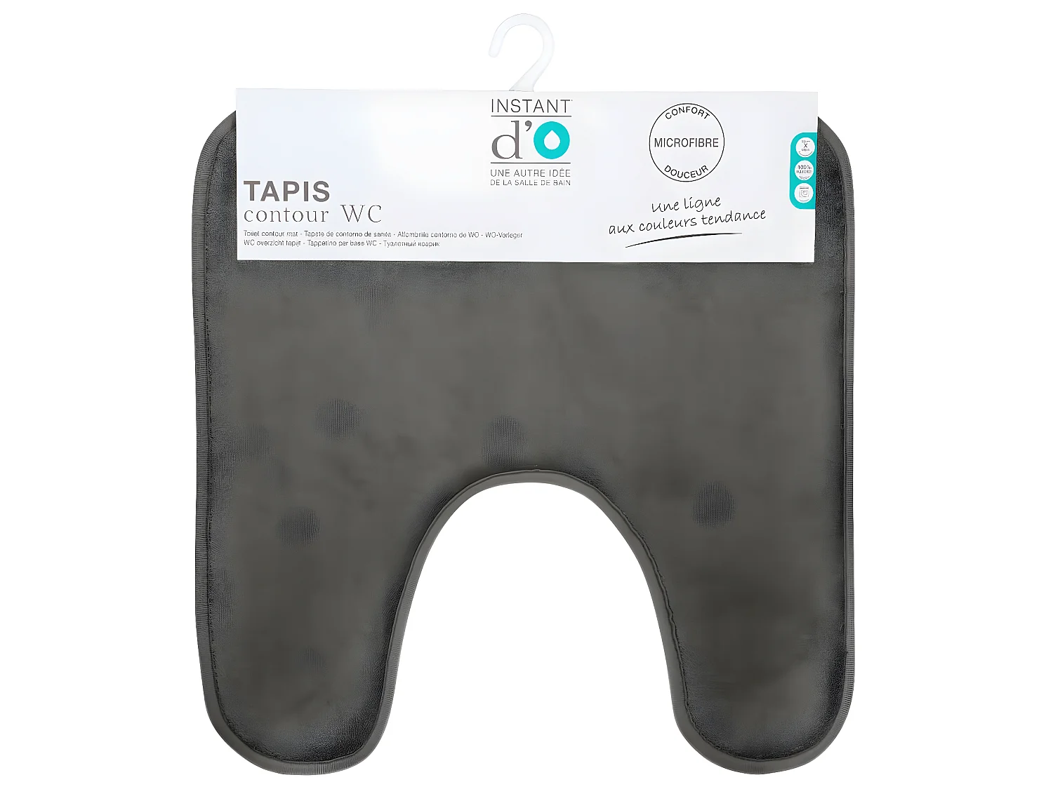 Tapis contour WC mémoire de forme Gris 48 x 48 cm