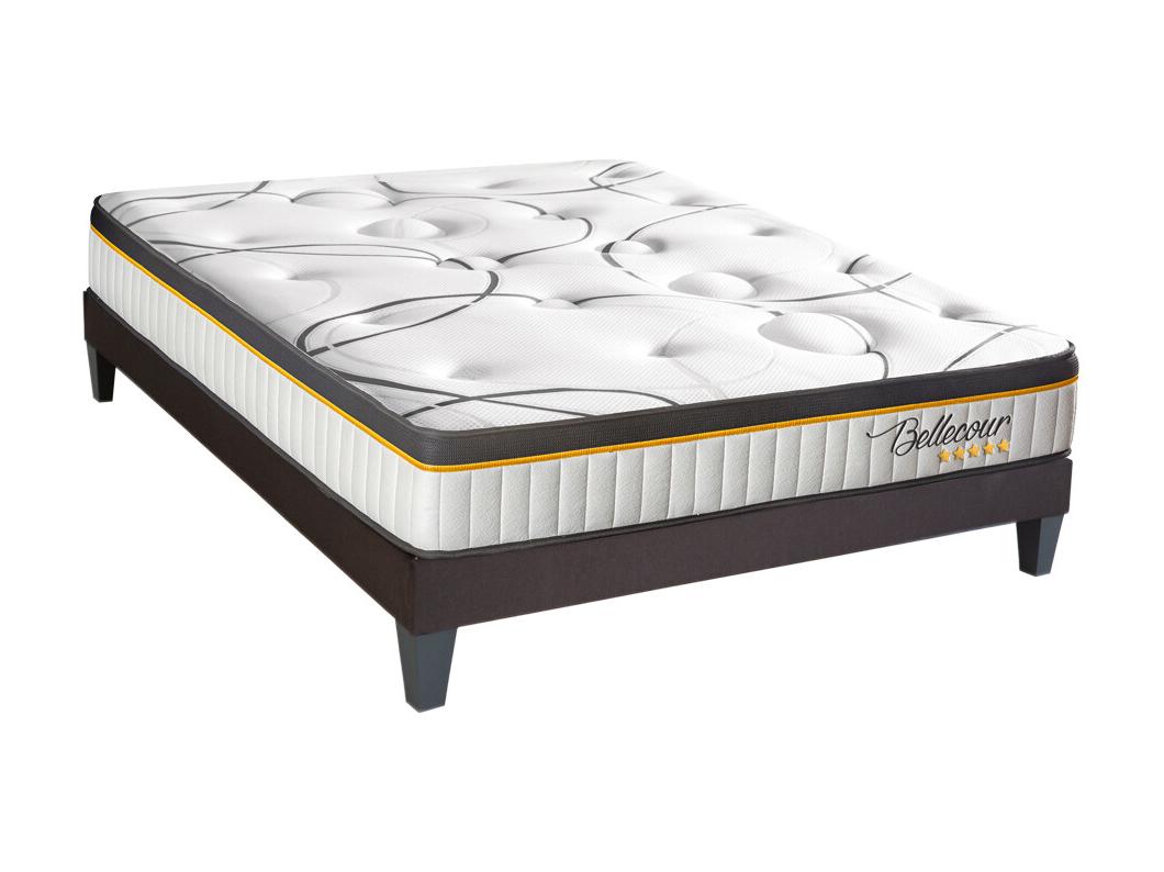 BELLECOUR LITERIE | Ensemble BELLECOUR 3.0 140x190 cm | Matelas Ressorts ensachés + Sommier Bois
