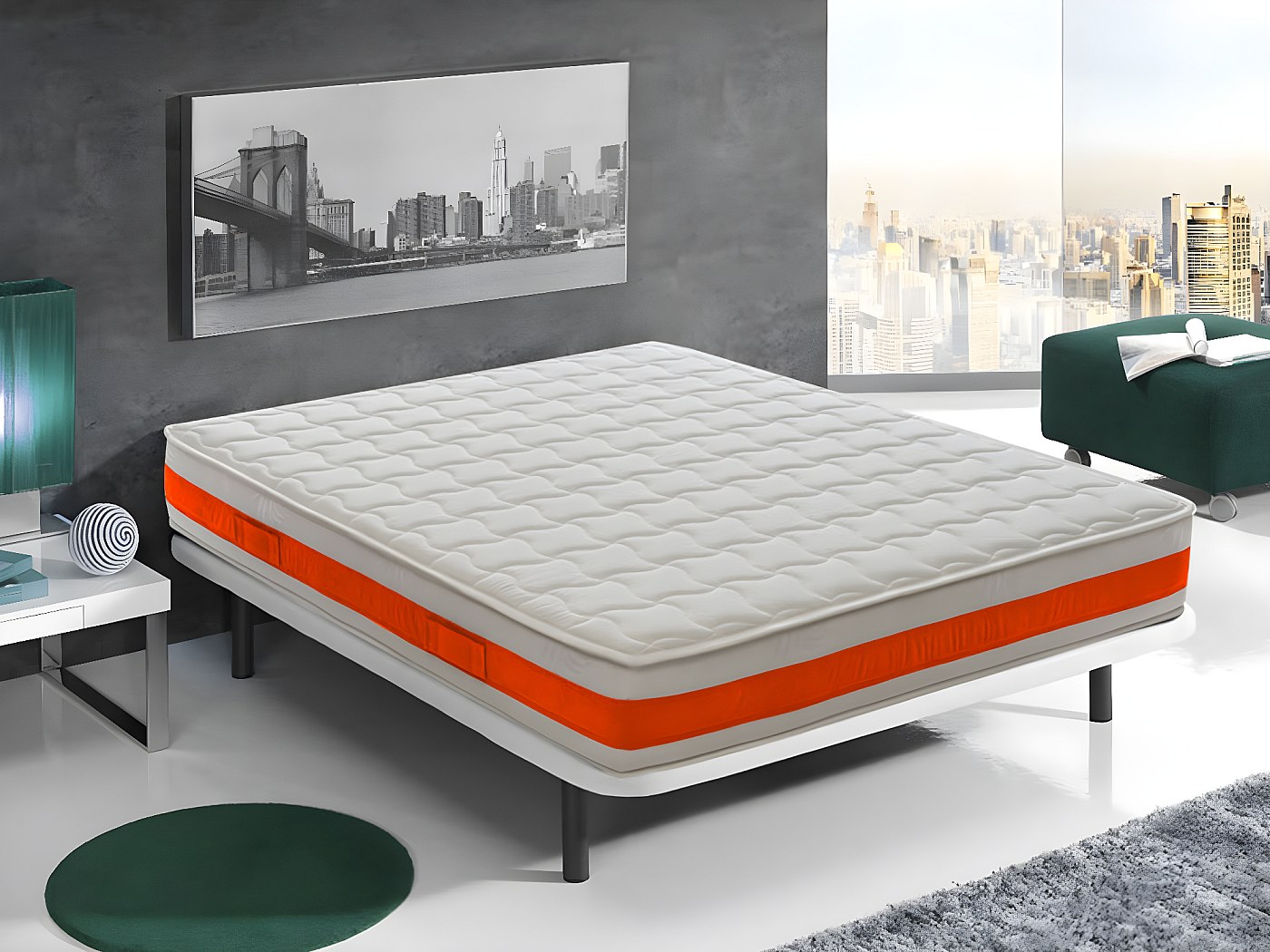 Matelas Mémoire De Forme Orthopédique - Double Face, 23 Cm, Tissu Argent Anti-acariens - 80 X 190 Cm