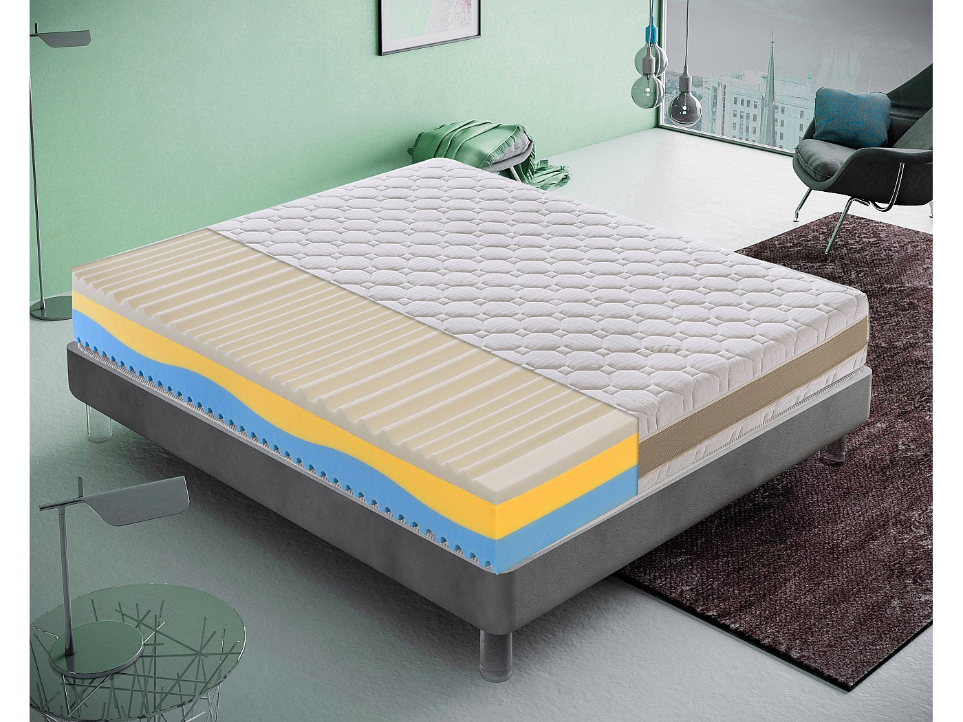COSTWAY Brandina Pieghevole Con Materasso, Con Struttura Metallica Resistente Materasso In Memory Foam Letto Portatile Con Ruote 200x90x41 Cm Made 88977214