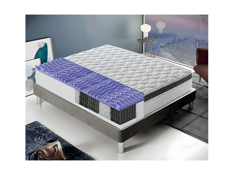 Taschenfederkern- und Memoryschaum-Matratze – 13 Komfortzonen – Höhe 27 cm 150x190