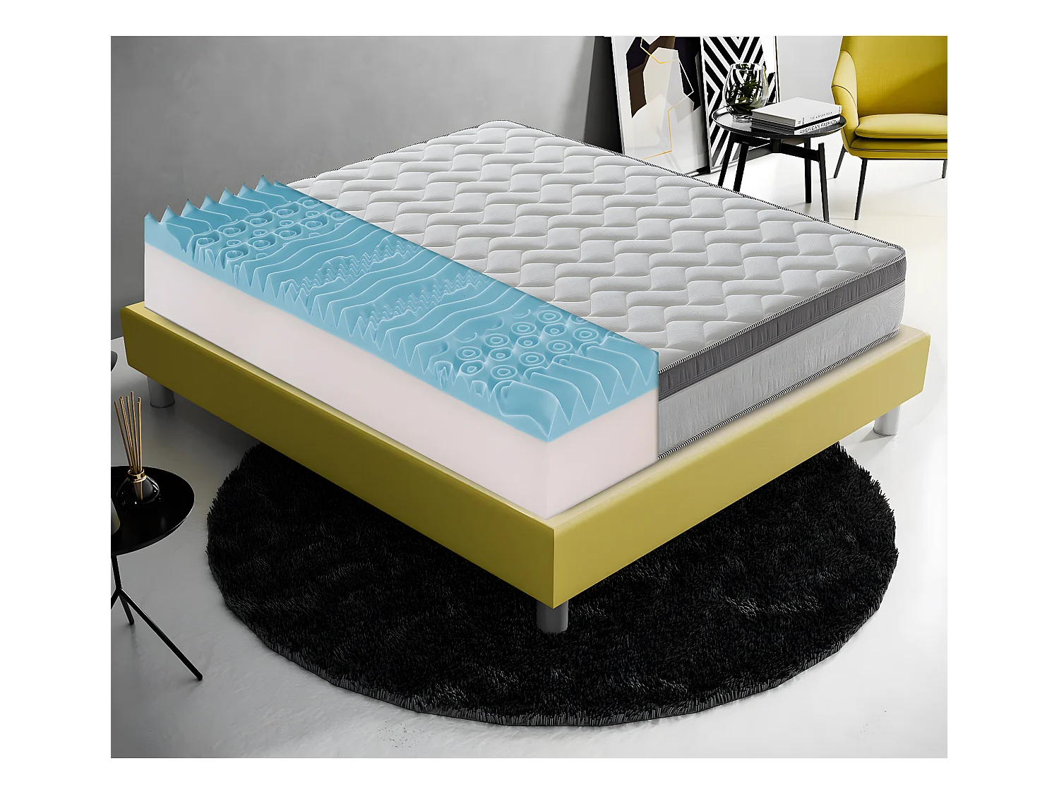 Matelas mémoire de forme à 9 zones différenciées 26cm de hauteur modèle Plus 105x200 cm