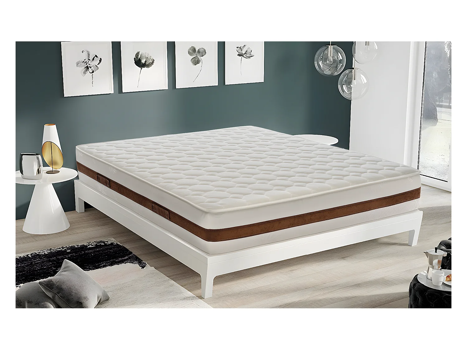 Matelas à mémoire de forme avec 5 cm de mémoire hauteur 22 cm modèle Bolsena 135x190 cm