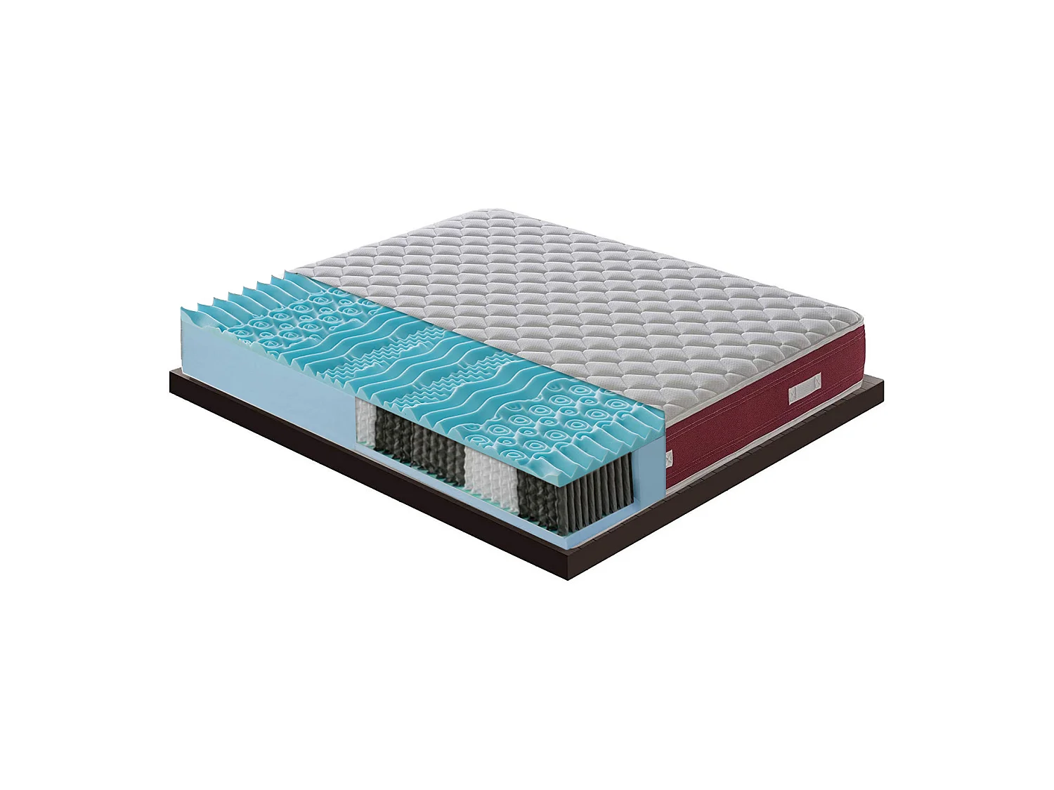 Matelas à ressorts ensachés et mousse mémoire - 9 zones différentes 150x190 cm