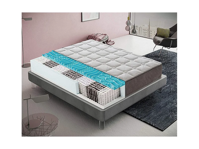 Taschenfederkernmatratze, 4 cm Memory-Schaum, 800 Taschenfedern, 9 Komfortzonen 150x190