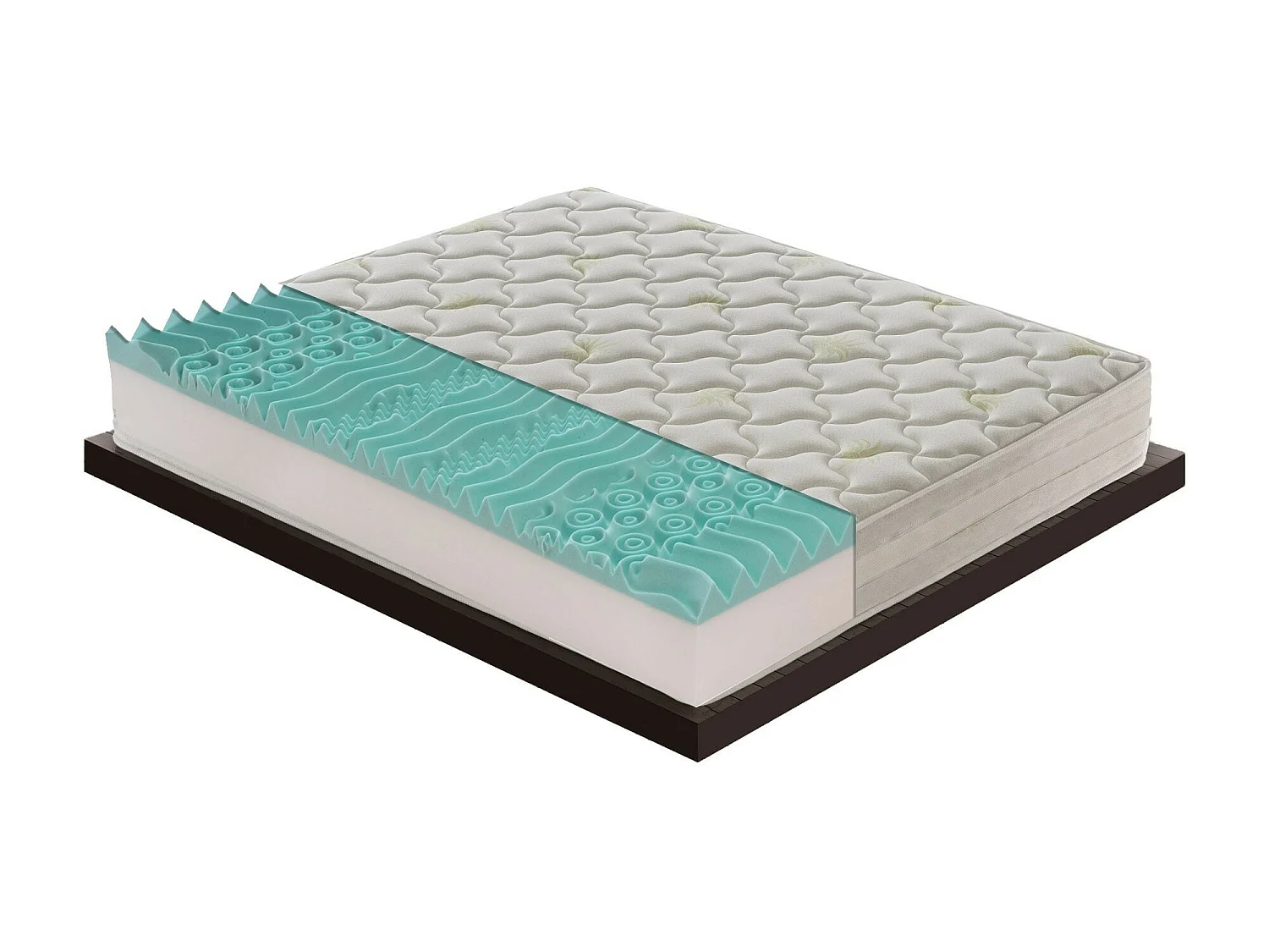 Matelas en mousse à mémoire de forme - 9 zones différentes - Haut 25 cm - Housse amovible en aloès 150x200 cm