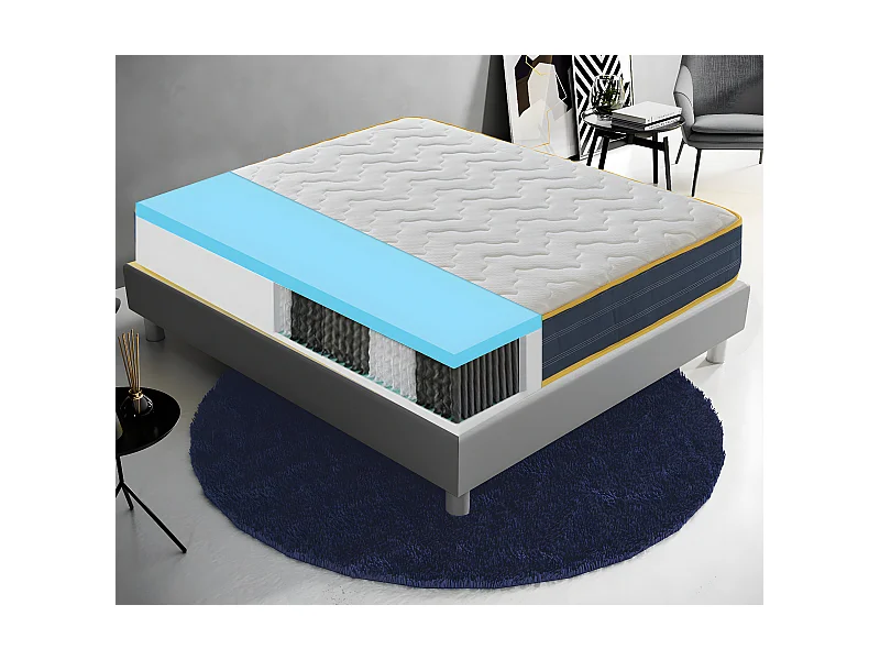 Taschenfederkernmatratze – 800 Taschenfedern – 3 cm Memory-Schaum – 23 cm hoch – Komfortzonen 150x190