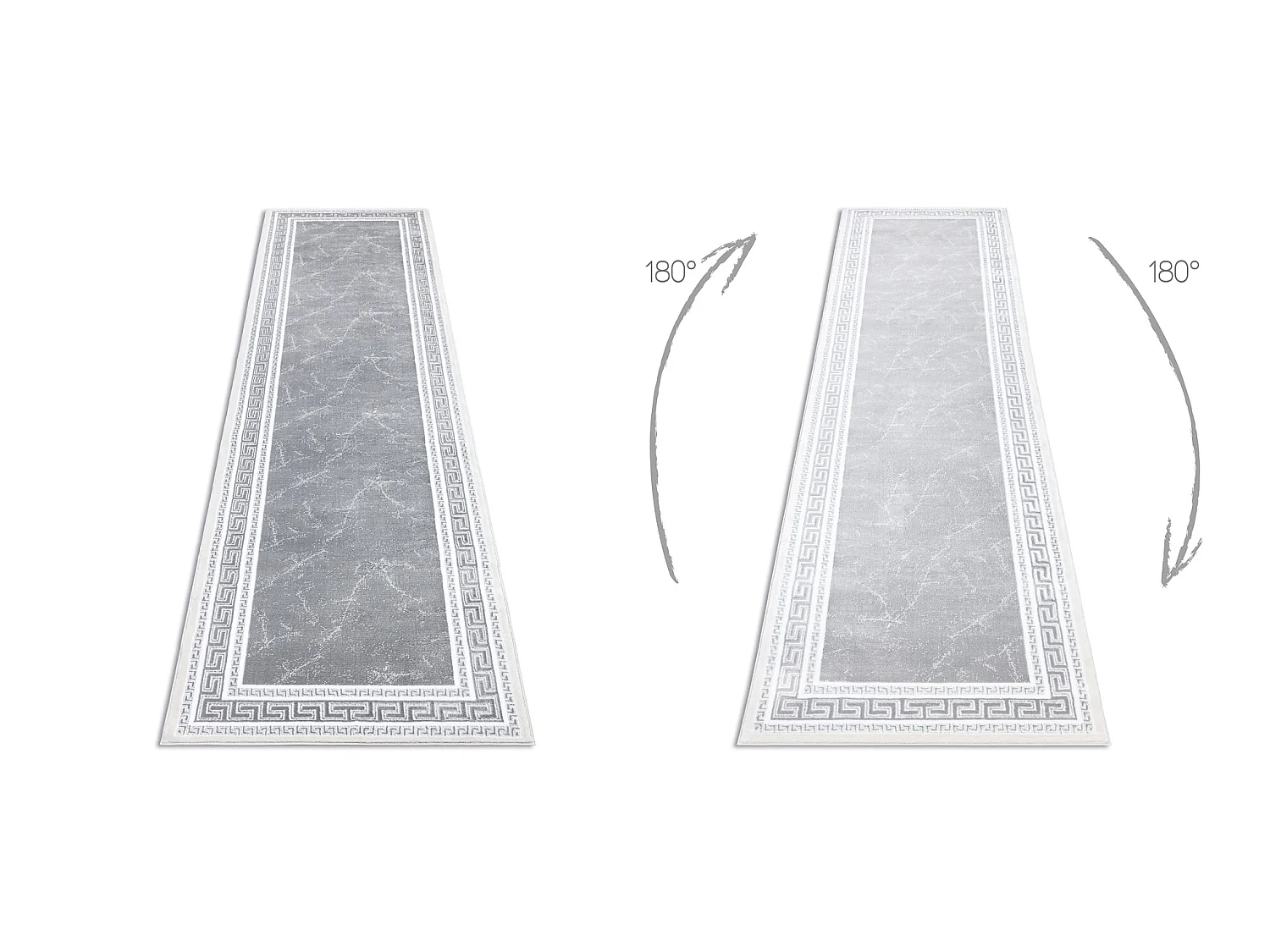 Tapijt GLOSS modern 2813 27 stijlvol, frame, Grieks grijs 80x250 cm