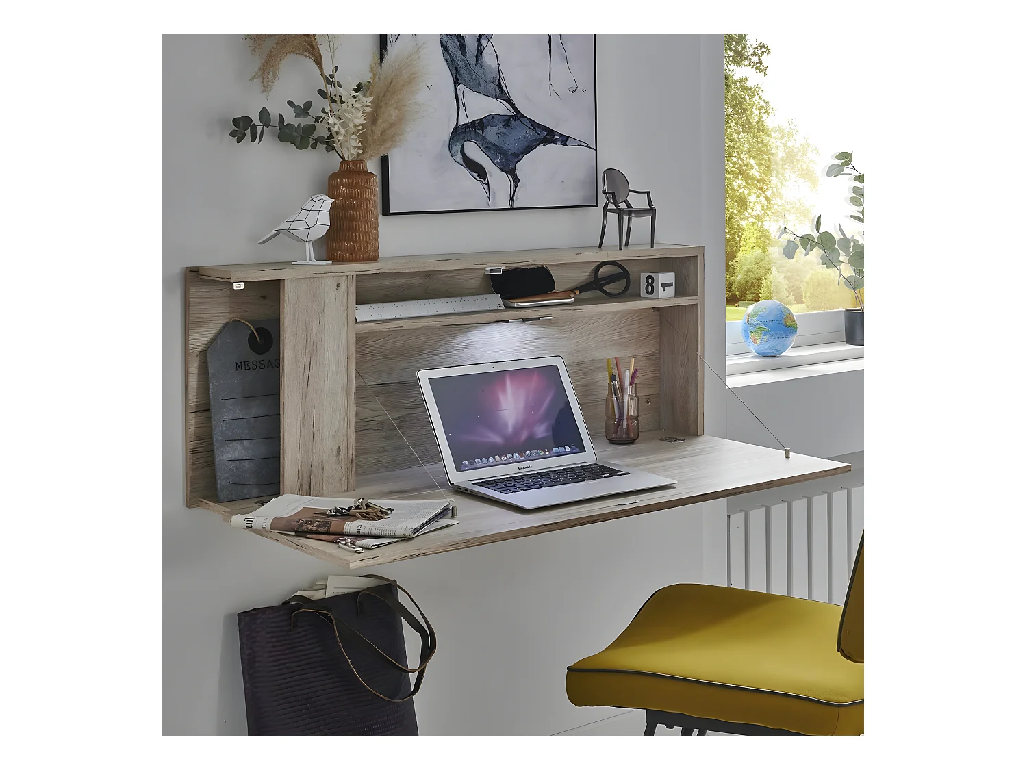 Scrivania sospesa in pannello di particelle - L108 cm