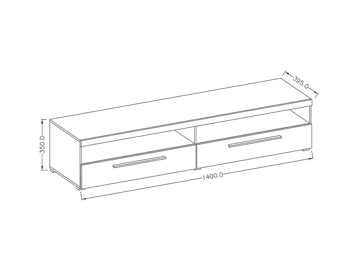 Meuble TV 140cm collection BOMBAY. Couleur blanc brillant. Éclairage LED multicolore.