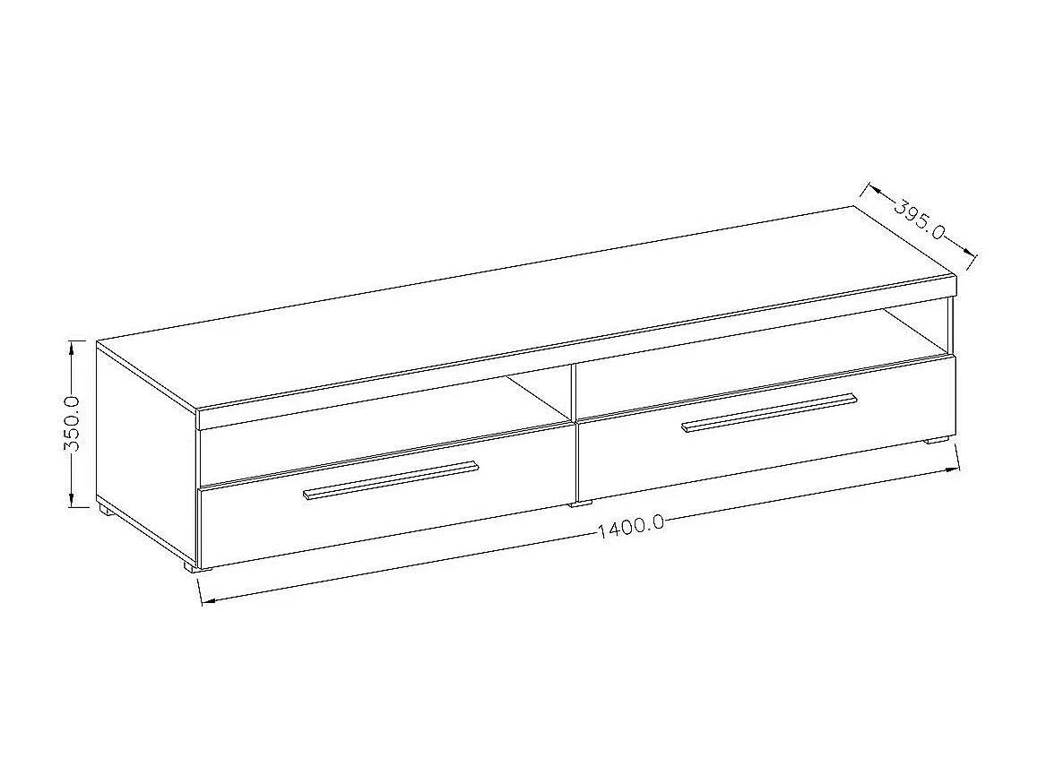 Meuble TV 140cm collection BOMBAY. Couleur blanc brillant. Éclairage LED multicolore.