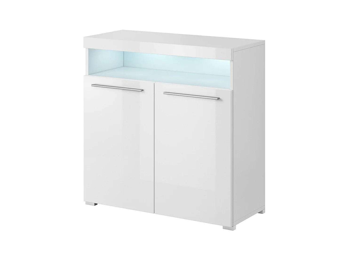 Buffet coloris blanc brillant avec éclairage LED multicolore intégré collection BOMBAY.