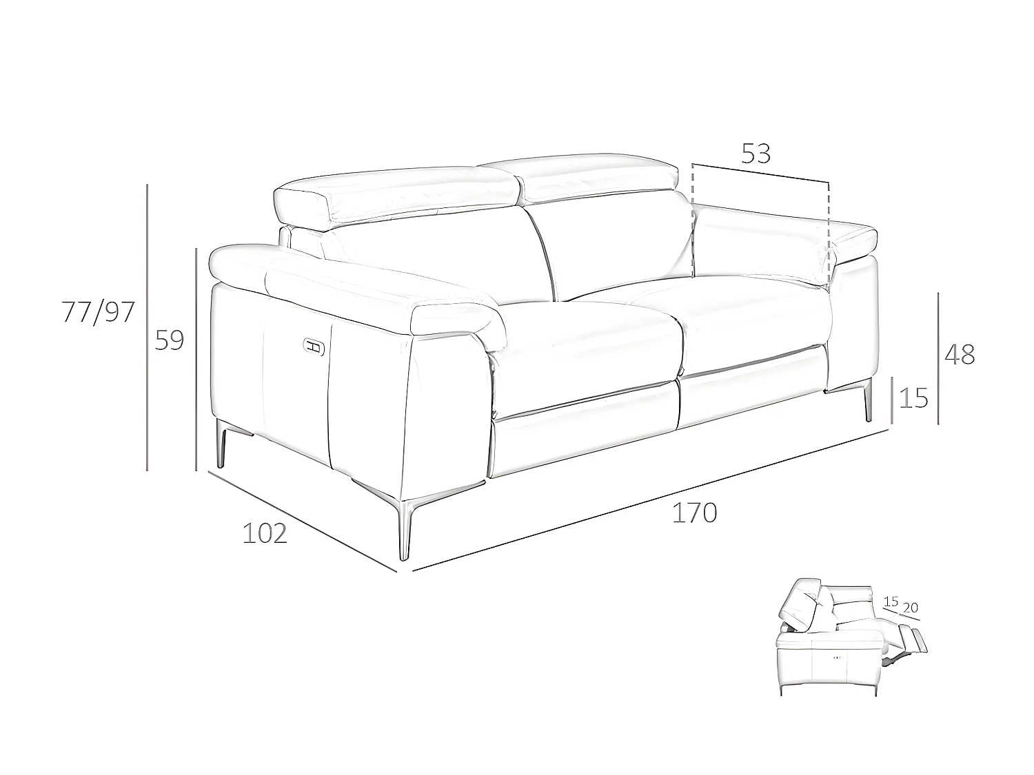 2-zitsbank bekleed in rundleer 6121 ANGEL CERDA