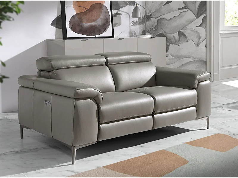 Canapé relax 2 places en cuir gris foncé 6121 ANGEL CERDA