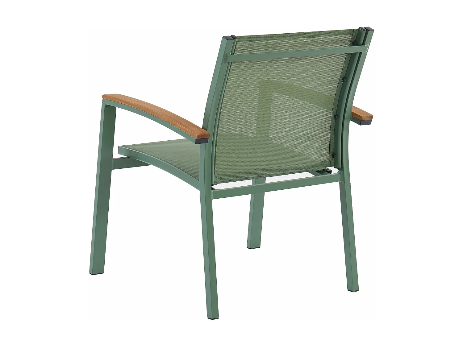 Set van 2 stapelbare tuinstoelen van aluminium en textiel - Amandelgroen en armleuningen van acaciahout - TAIPIVAI