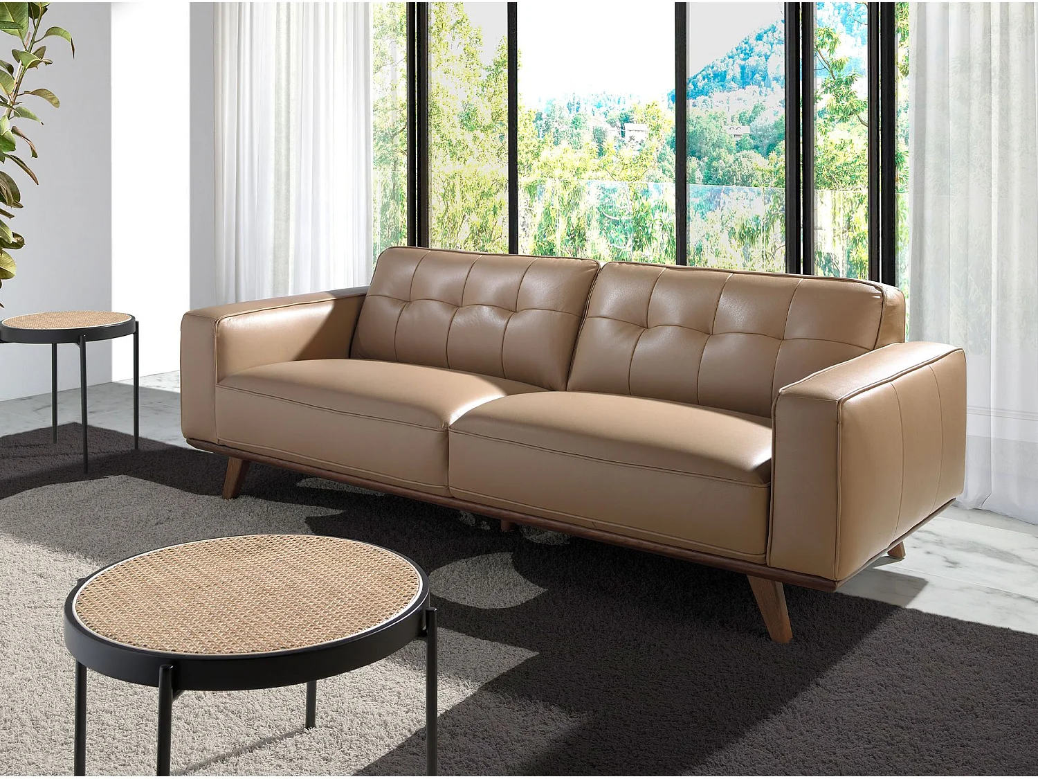 Chester 3-sitzer relaxsofa in leder sand 6120 ANGEL CERDA