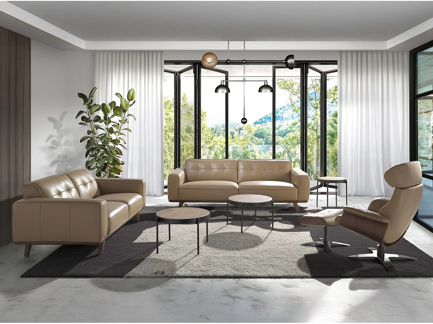 Chester 3-sitzer relaxsofa in leder sand 6120 ANGEL CERDA