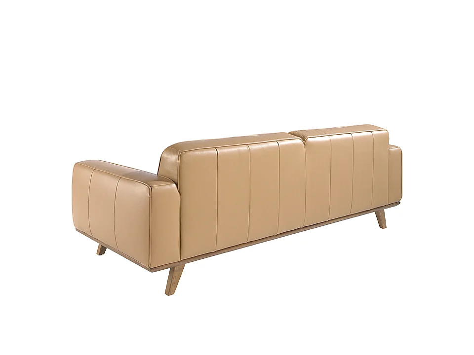 Canapé d'angle 3 places en cuir capitonné beige CHESTER
