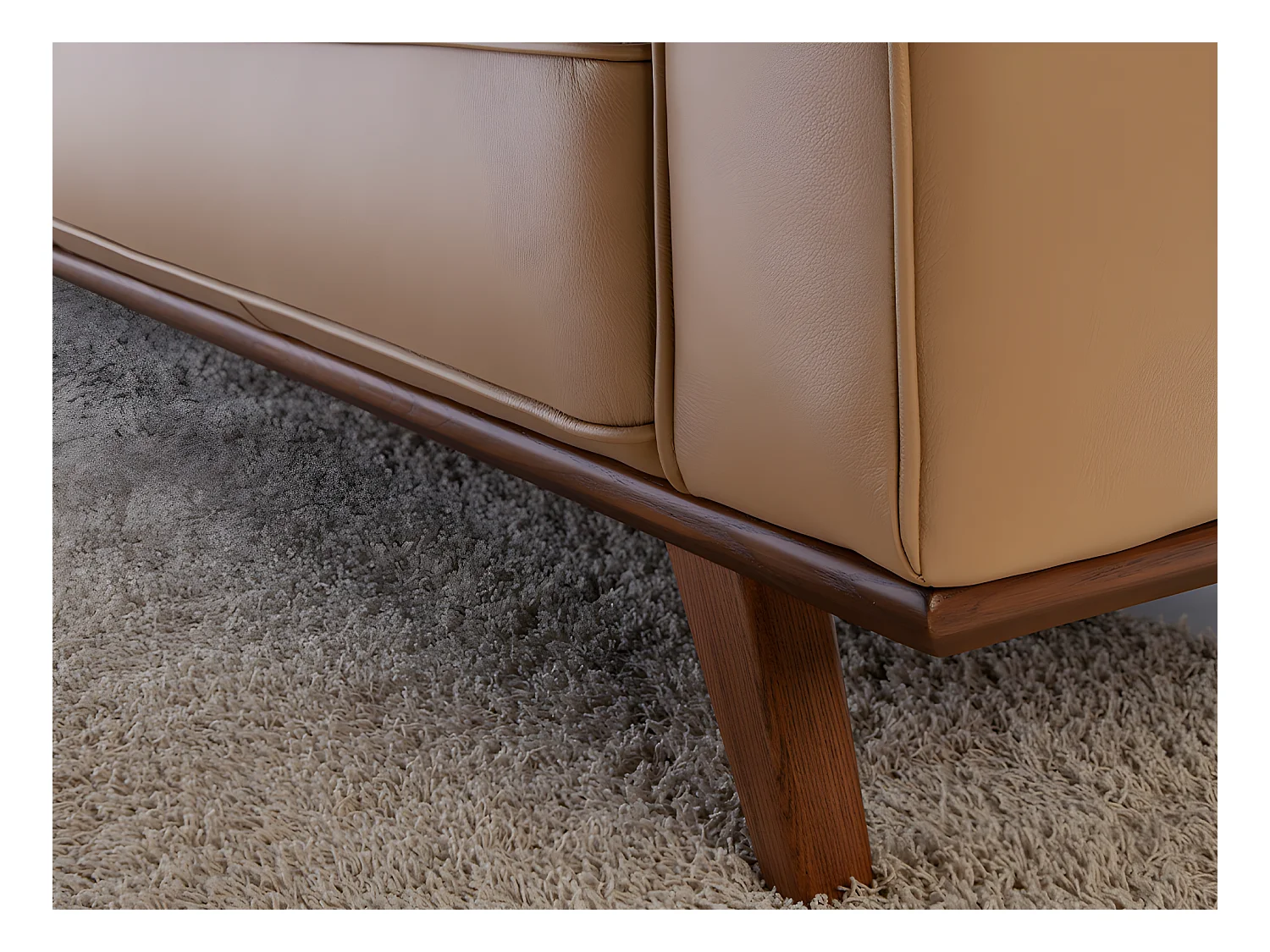 2-Sitzer-Sofa aus sandfarbenem Leder  6119 ANGEL CERDA