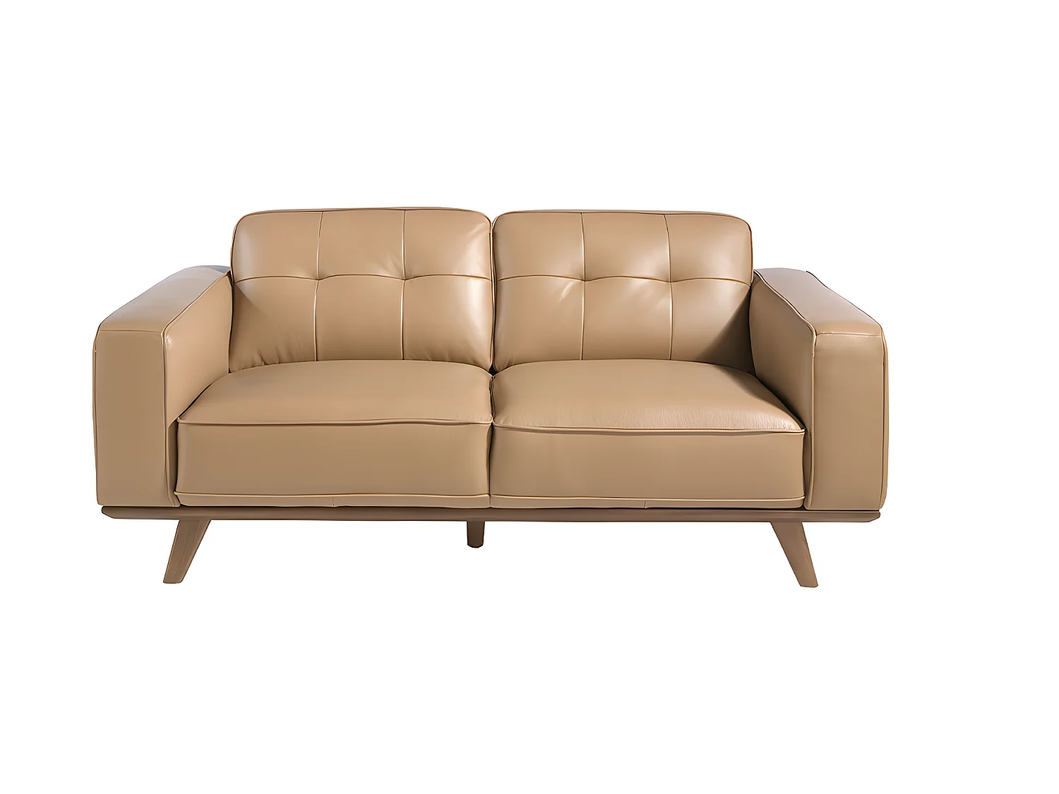 2-Sitzer-Sofa aus sandfarbenem Leder  6119 ANGEL CERDA