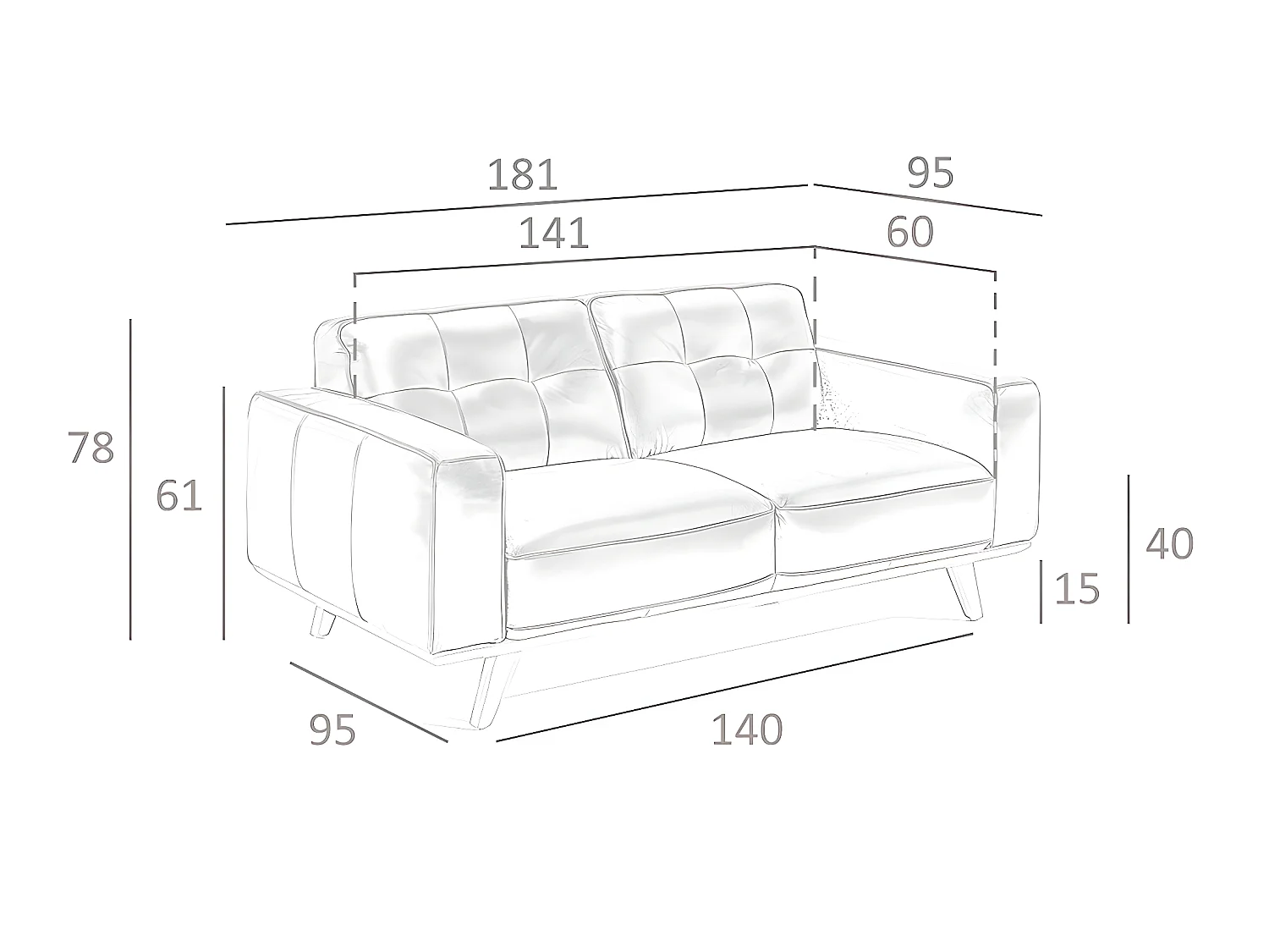 2-Sitzer-Sofa aus sandfarbenem Leder  6119 ANGEL CERDA