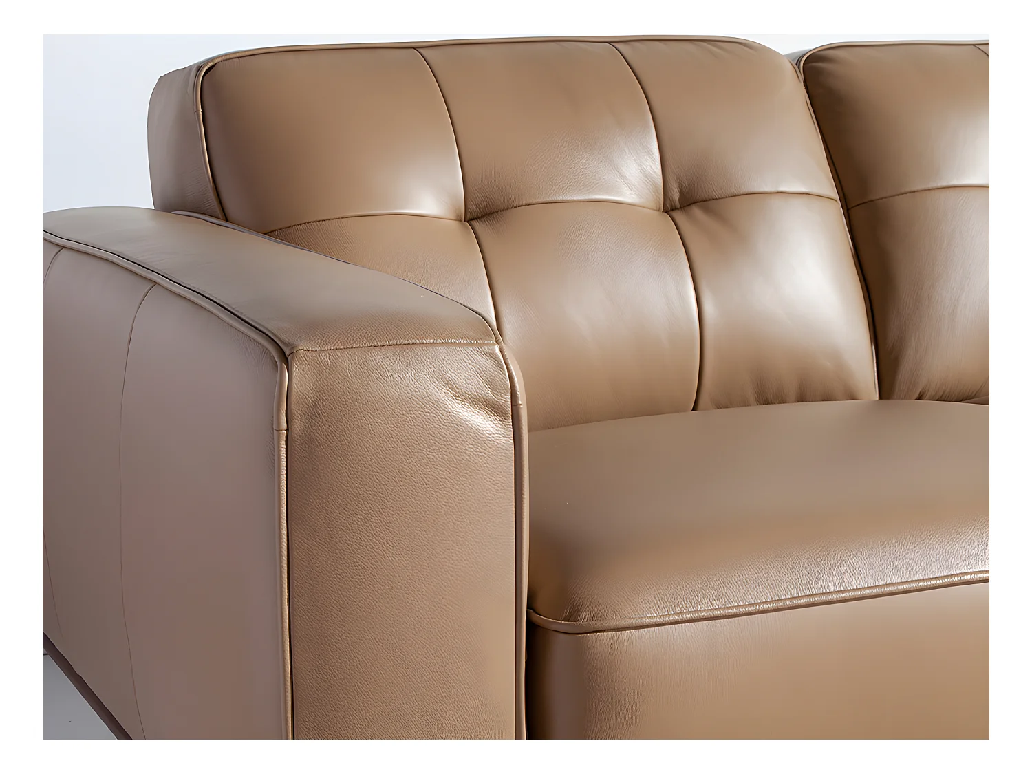 2-Sitzer-Sofa aus sandfarbenem Leder  6119 ANGEL CERDA
