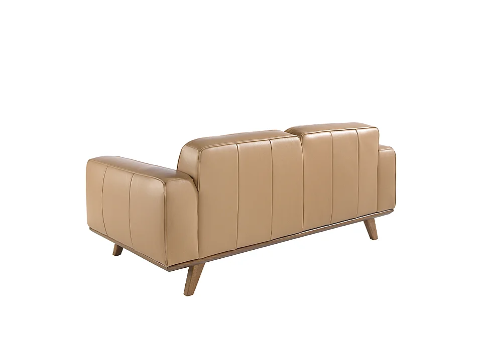 Canapé 2 places en cuir capitonné beige CHESTER