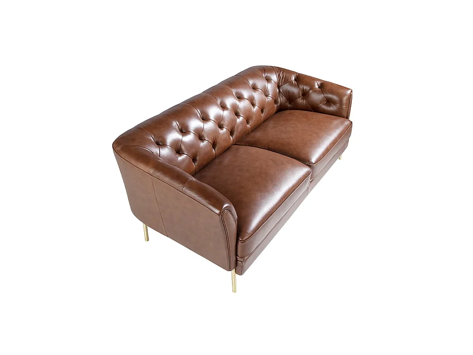 Skórzana sofa 2-osobowa Chester w kolorze koniakowego brązu