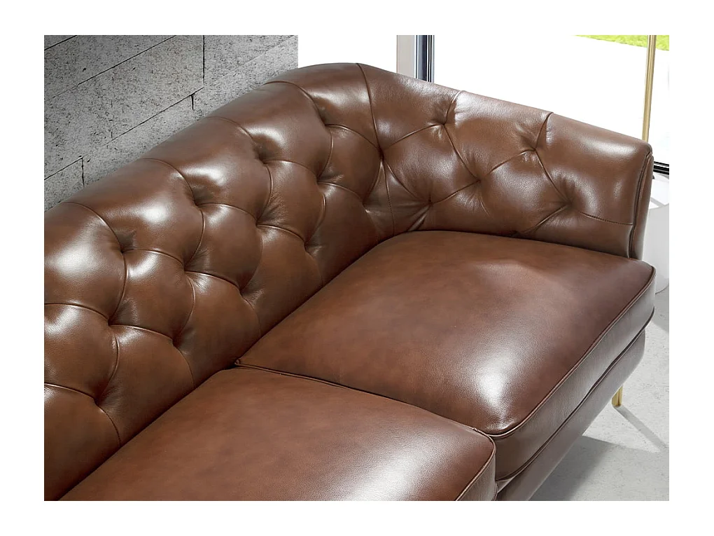 Skórzana sofa 2-osobowa Chester w kolorze koniakowego brązu