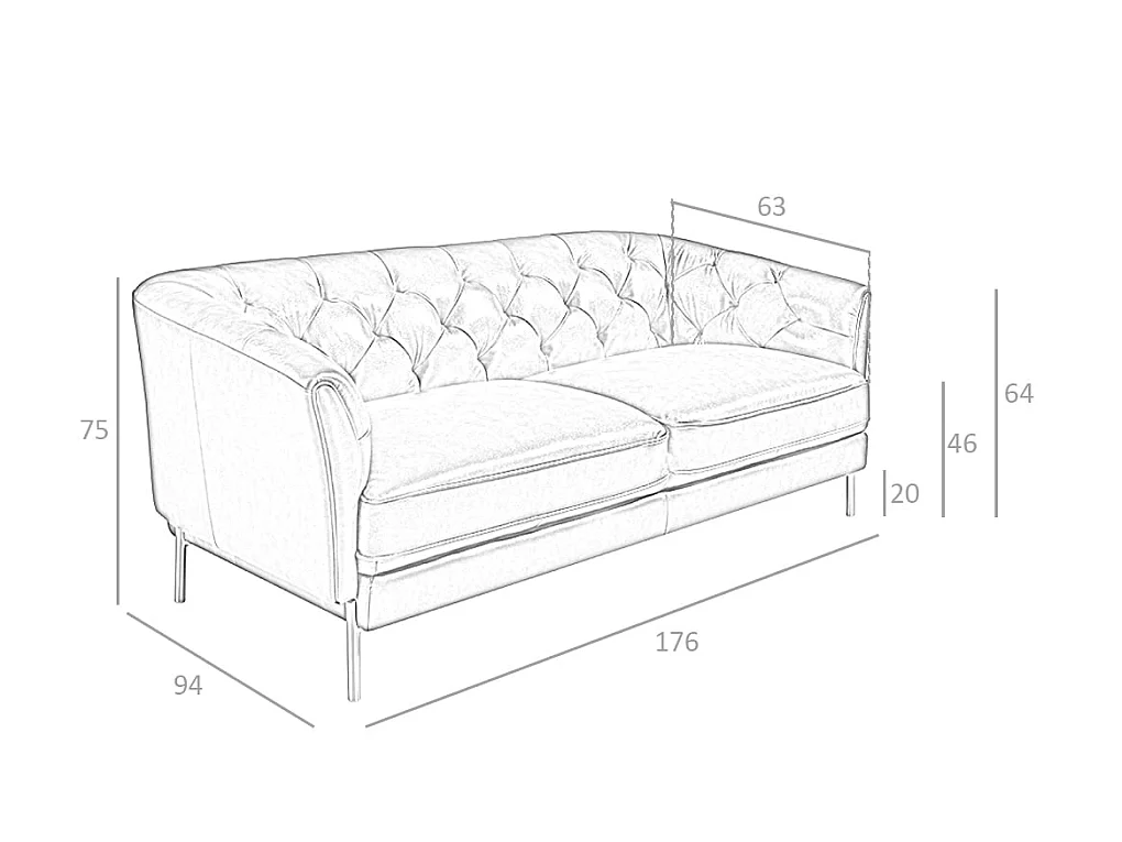 Skórzana sofa 2-osobowa Chester w kolorze koniakowego brązu