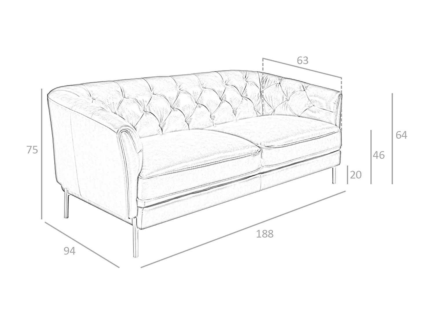 Chester 2-Sitzer-Sofa aus cognacfarbenem Leder 6139 ANGEL CERDA