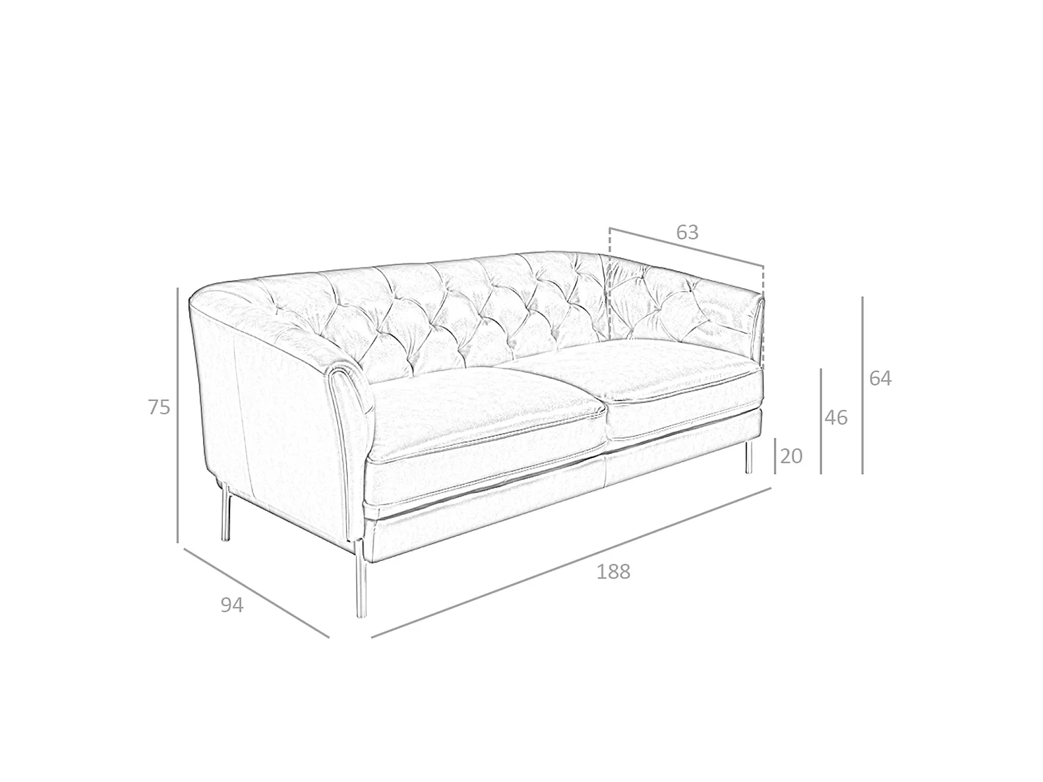 Chester 2-Sitzer-Sofa aus cognacfarbenem Leder 6139 ANGEL CERDA