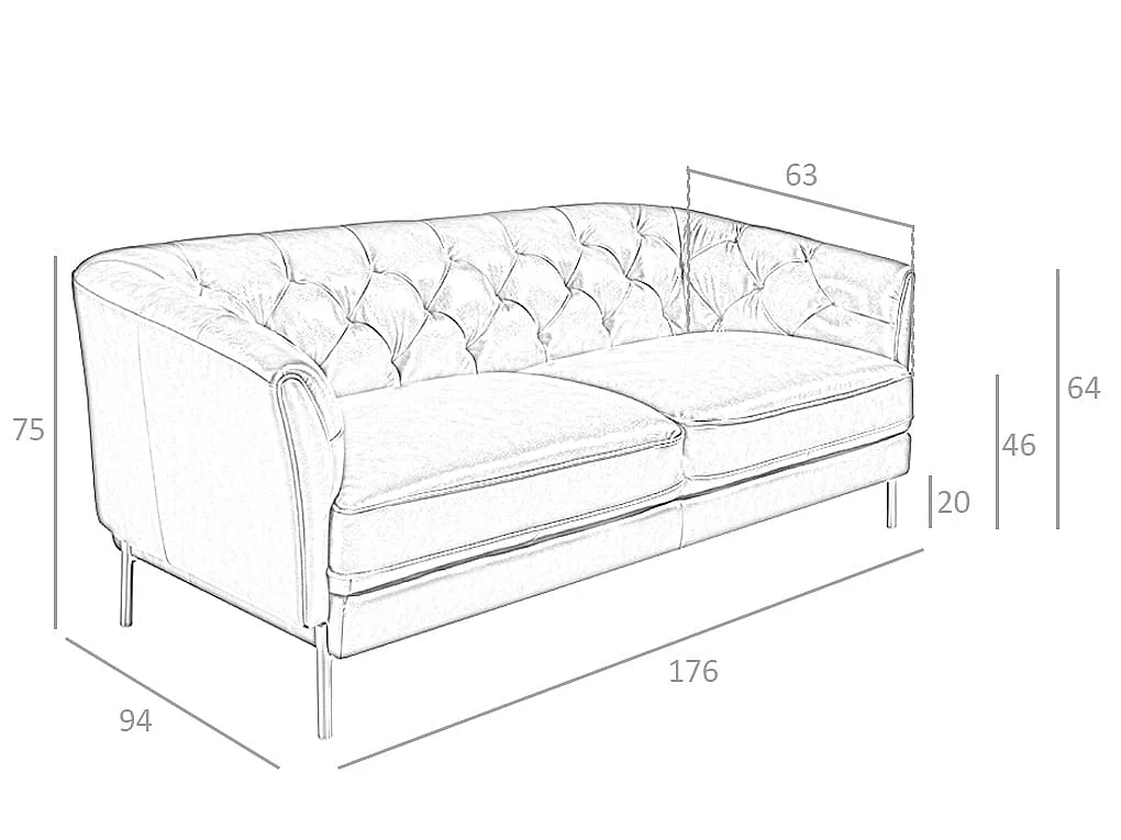 Chester 2-Sitzer-Sofa aus cognacfarbenem Leder 6139 ANGEL CERDA