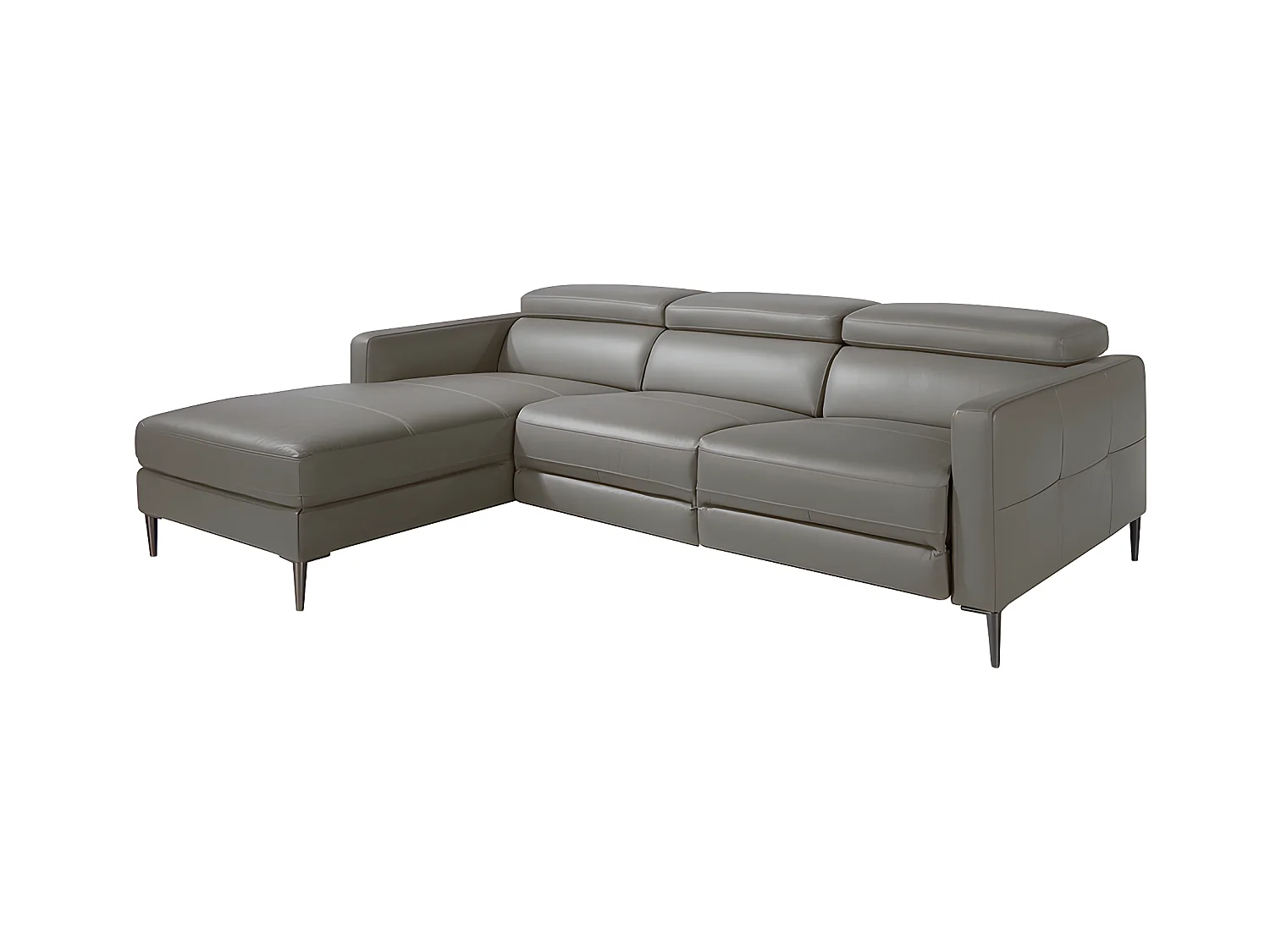 Chaise longue bank in donkergrijs leer met relaxmechanisme 6125 ANGEL CERDA