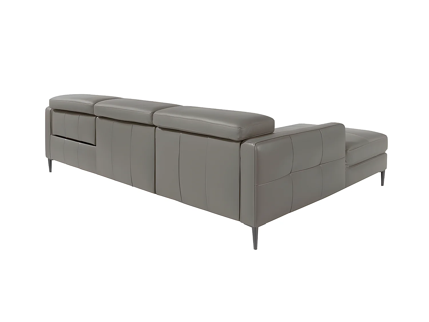 Chaise longue bank in donkergrijs leer met relaxmechanisme 6125 ANGEL CERDA