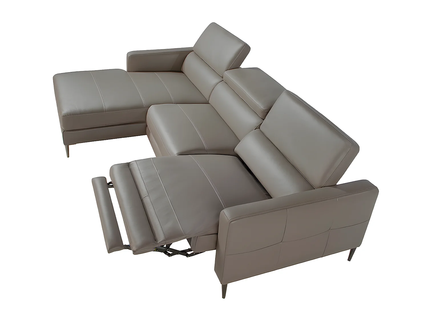 Chaise longue bank in donkergrijs leer met relaxmechanisme 6125 ANGEL CERDA