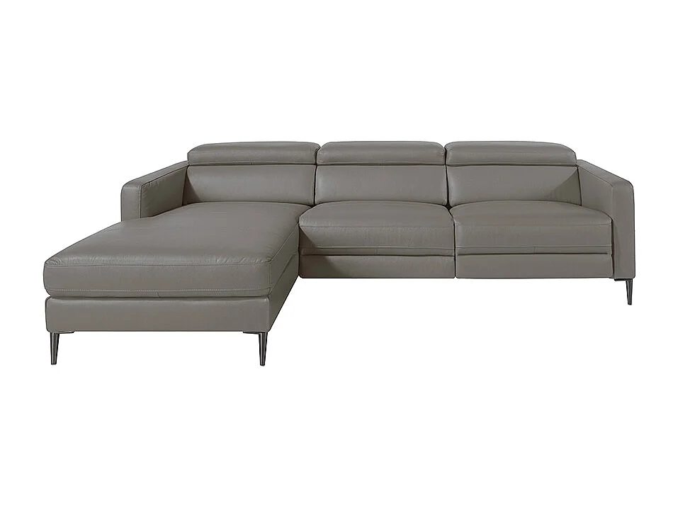 Sofá chaise longue en piel gris oscuro con mecanismo relax  6125 ANGEL CERDA
