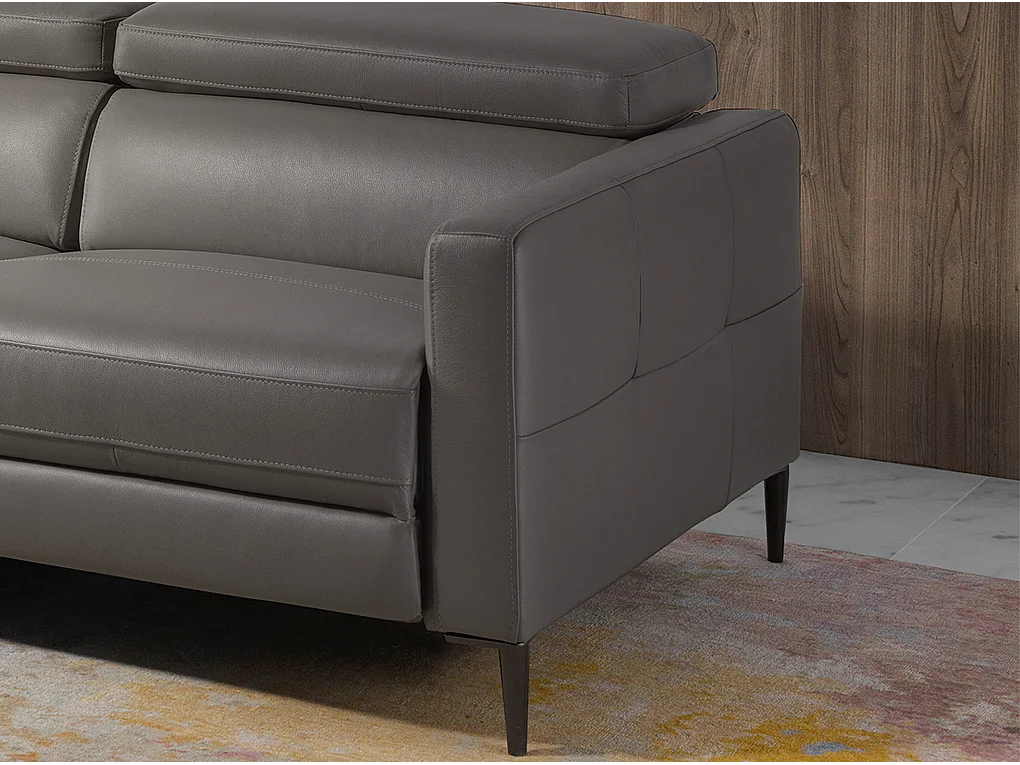 Sofá chaise longue en piel gris oscuro con mecanismo relax  6125 ANGEL CERDA