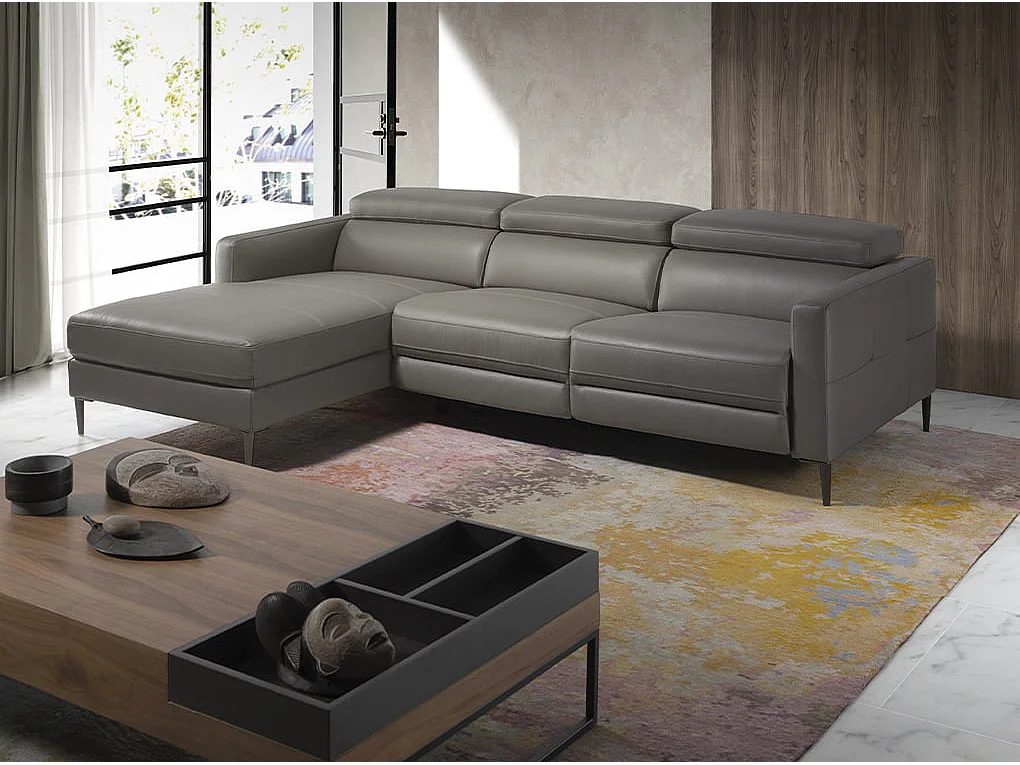 Canapé d'angle relax gauche en cuir gris foncé 6125 ANGEL CERDA