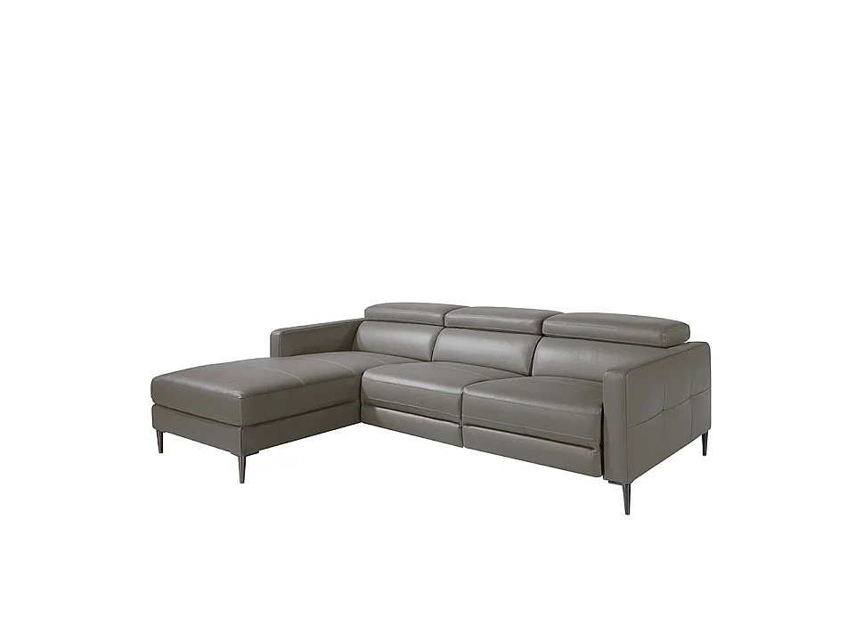 Relax chaise longue links bank in donkergrijs leer 6125 ANGEL CERDA
