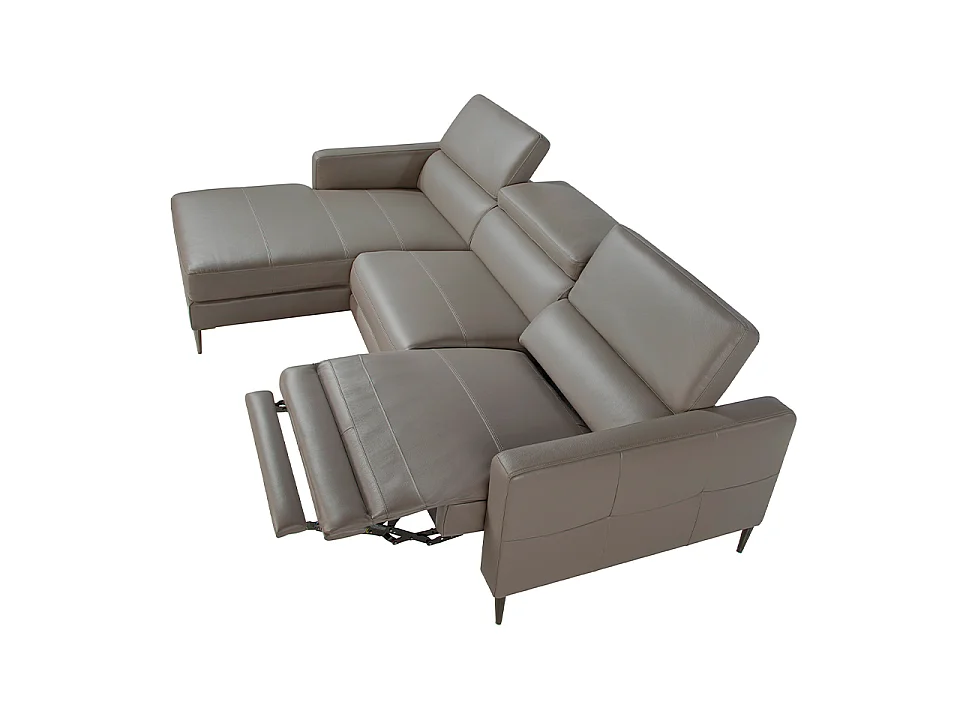 Relax chaise longue links bank in donkergrijs leer 6125 ANGEL CERDA
