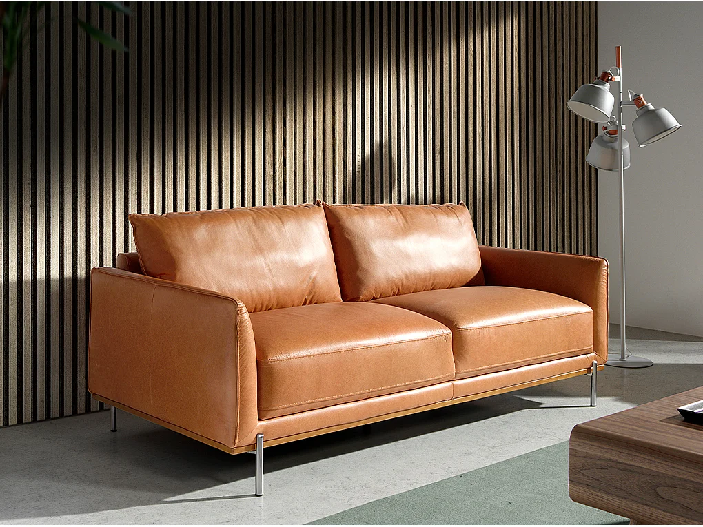 Canapé 3 places en cuir marron 6130 ANGEL CERDA