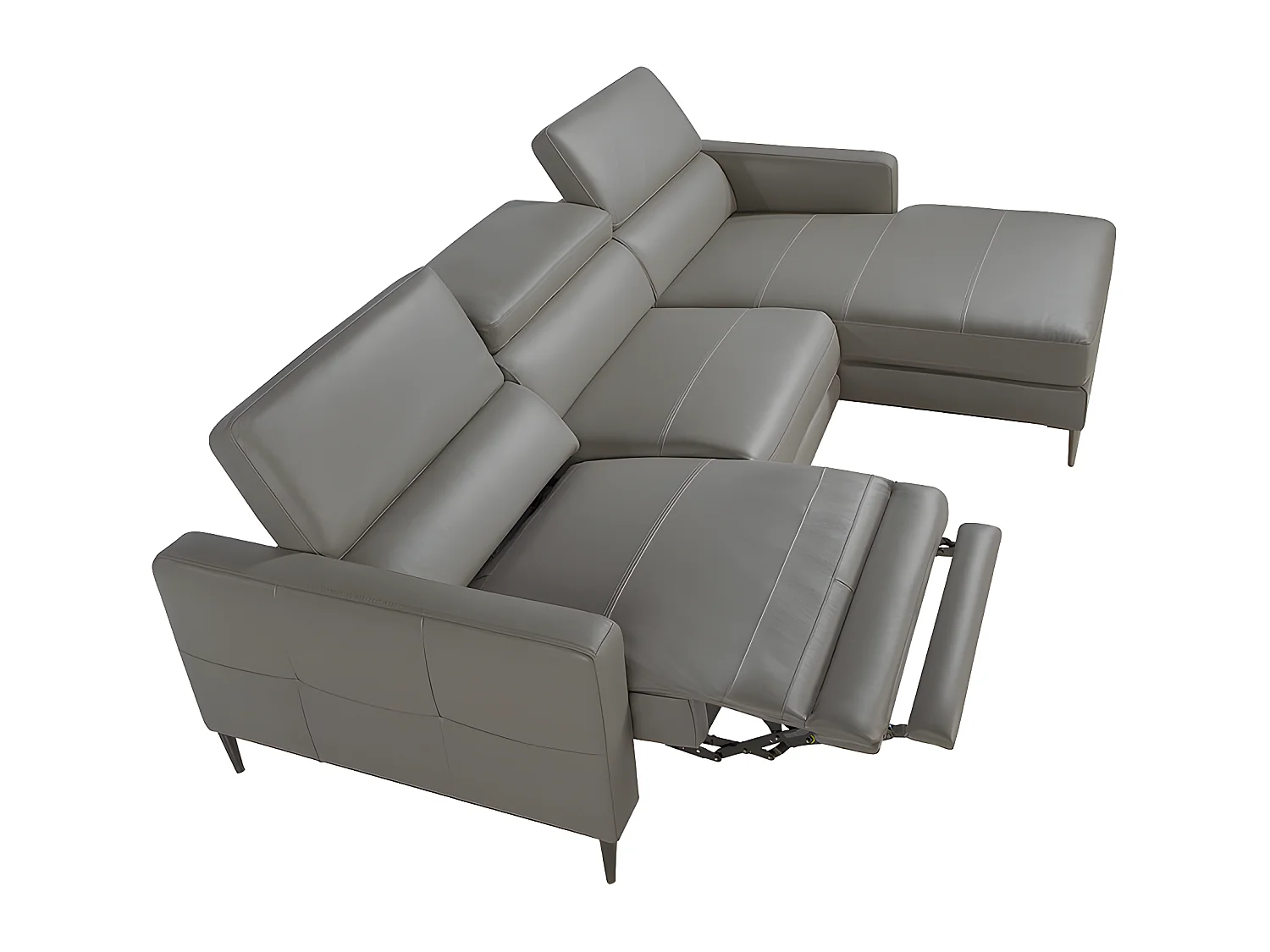 Canapé d'angle en cuir gris avec relax 6126 ANGEL CERDA