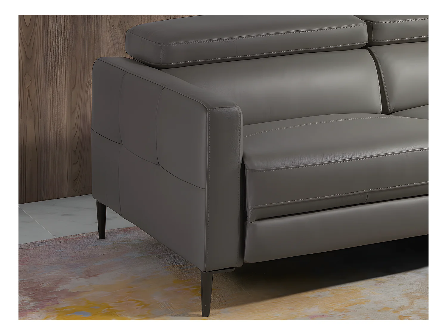 Canapé d'angle en cuir gris avec relax 6126 ANGEL CERDA