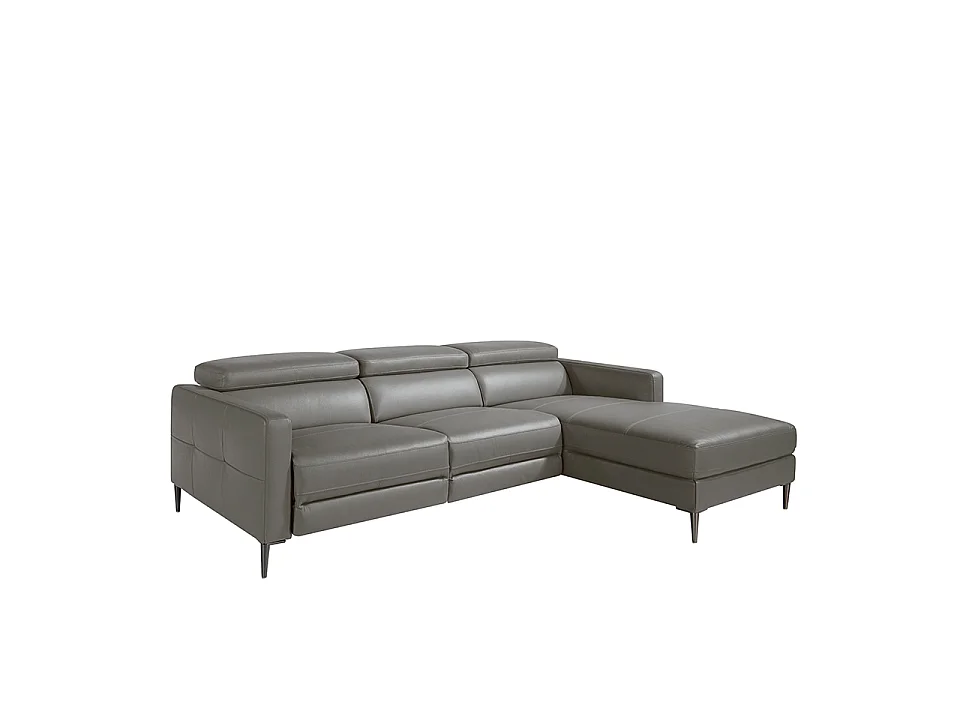 Canapé d'angle relax droite en cuir gris foncé 6126 ANGEL CERDA